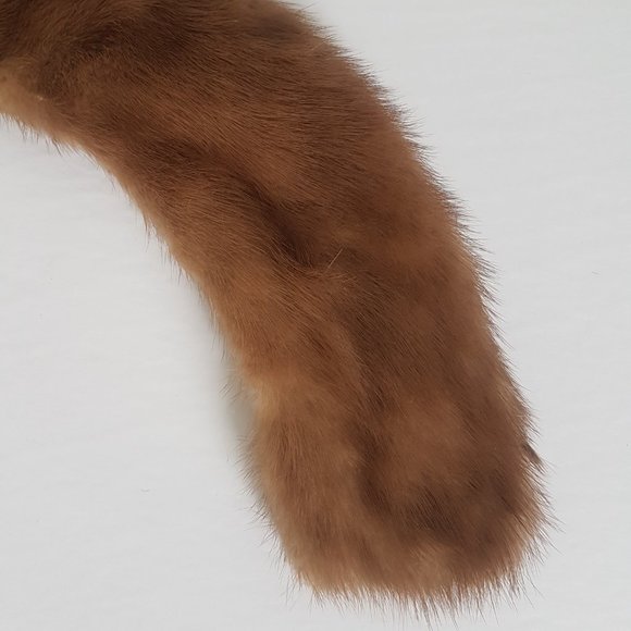 1960s Vintage Brown Mink Collar, Honey Brown Mink Fur Scarf - Picture 5 of 8